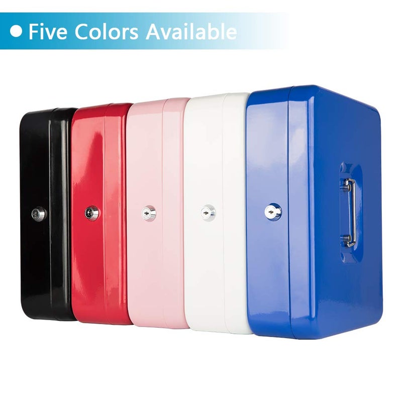 KYODOLED Locking Cash Box with Lock,Money Box with Cash Tray,Lock Safe Box with Key,Money Saving Organizer,11.81Lx 9.45Wx 3.54H Inches,White XL Large - Image 5